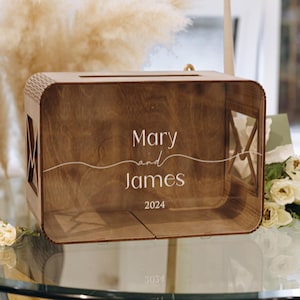 Personalisierte Weddig Holz Acryl Kartenbox, Hochzeitsbox Karten, Box mit Schlitz für Karten und Umschläge, Hochzeitskarten in einer Box