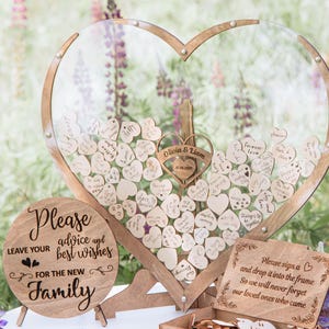 Personalized Wedding Guest Book Alternative, Anniversary Gift For Couple, Circle, Frame Drop Box, Rustic Centerpiece Decor, Wood Guestbook