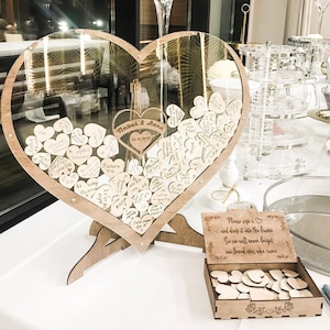 Wooden Hearts 4cm Wedding Guest Book Drop Box Craft Supplies Timber Lovers 