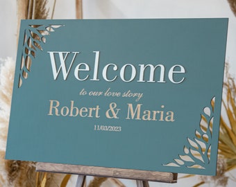 Welcome to our Wedding Sign, Bridal Shower Welcome Sign, Engagement Party Sage Green Welcome Sign, Outdoor Boho Wedding Decorations