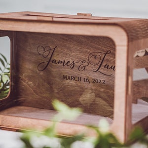 Caixa de cartão de casamento personalizada, decoração rústica de casamento, caixa de correio de casamento boho, caixa de dinheiro de casamento, caixa de cartão de madeira e acrílico, decoração de outono e inverno
