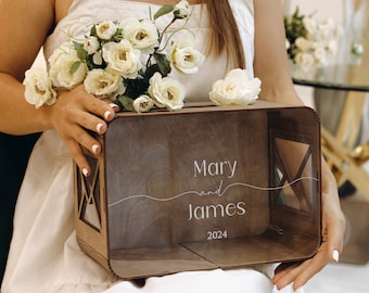 Acrylic Wood Wedding Card Box, Rustic Chic, Modern Wedding Decor, Custom Card Holder, Keepsake Box, Table Runner, Gifts, Special Day Details