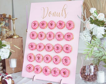 Personalisierter Donut Wandständer für Babyparty, Rosa Baby Mädchen Gender Reveal Party Dekor, Donut Brett