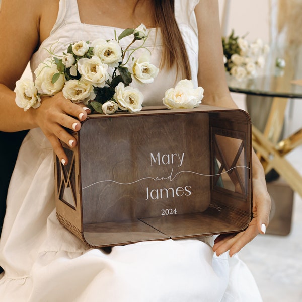 Crafted Memories, personalisierte Holz und Acryl Kartenbox für Ihren besonderen Anlass, einzigartige Kartenbox für geschätzte Momente, Geschenkumschläge