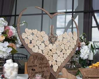 Personalized Alternative Wedding Guest Book Hearts, Sign our Guest Book Sign, Rustic Wedding Decor, Wedding Guest Book Alternative Wood