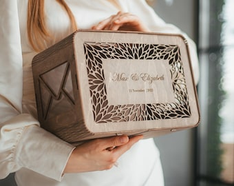 Unique Wedding Card Box, Boho Wedding Centerpieces Decorations, Wood and Acrylic Card Box, Baby Shower Keepsake Box Large, By WeddingByEli