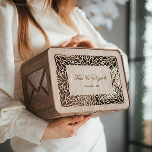Unique Wedding Card Box, Boho Wedding Centerpieces Decorations, Wood and Acrylic Card Box, Baby Shower Keepsake Box Large, By WeddingByEli