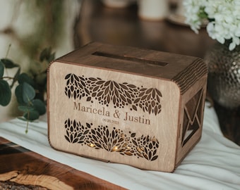 Unique Wedding Card Box, Boho Wedding Centerpieces Decorations, Wood and Acrylic Card Box, Baby Shower Keepsake Box Large, By WeddingByEli