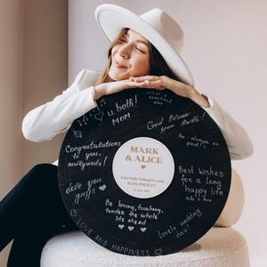 Personalized record Birthday guest book alterntive custom record player imitation vinyl record wedding sign and decor music wedding theme