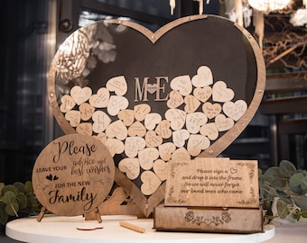 Decorazione per cerimonia di matrimonio, Alternativa al libro degli ospiti, Decorazioni in legno, Cuore della scatola, Regalo per la doccia nuziale, Cartello del libro degli ospiti, Decorazione di WeddingByEli