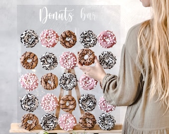 Personalized Donut Wall Stand, Donut Stand, Donut Board, Wedding Hosting Decor, Rustic Donut Display, Treat Yourself, Acrylic Stand Sign