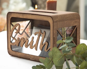 Boîte pour cartes de mariage, Boîte pour cartes de mariage personnalisée, Décoration de mariage rustique, Boîte pour cartes en bois, Tirelire de mariage, Boîte à souvenirs, Boîte souvenir