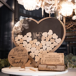 Décor de cérémonie de mariage, Alternative au livre d’or, Décorations en bois, Coeur de boîte de dépôt, Cadeau de douche nuptiale, Panneau de livre d’or, Décor par WeddingByEli