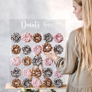Personalized Donut Wall Stand, Donut Stand, Donut Board, Wedding Hosting Decor, Rustic Donut Display, Treat Yourself, Acrylic Stand Sign
