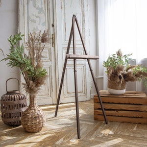 Standing Floor Easel, Rustic Display for Wedding Welcome Sign, Portable Large Photo Easel Stand, Natural, Canvas, Heavy Weight Wood Easel