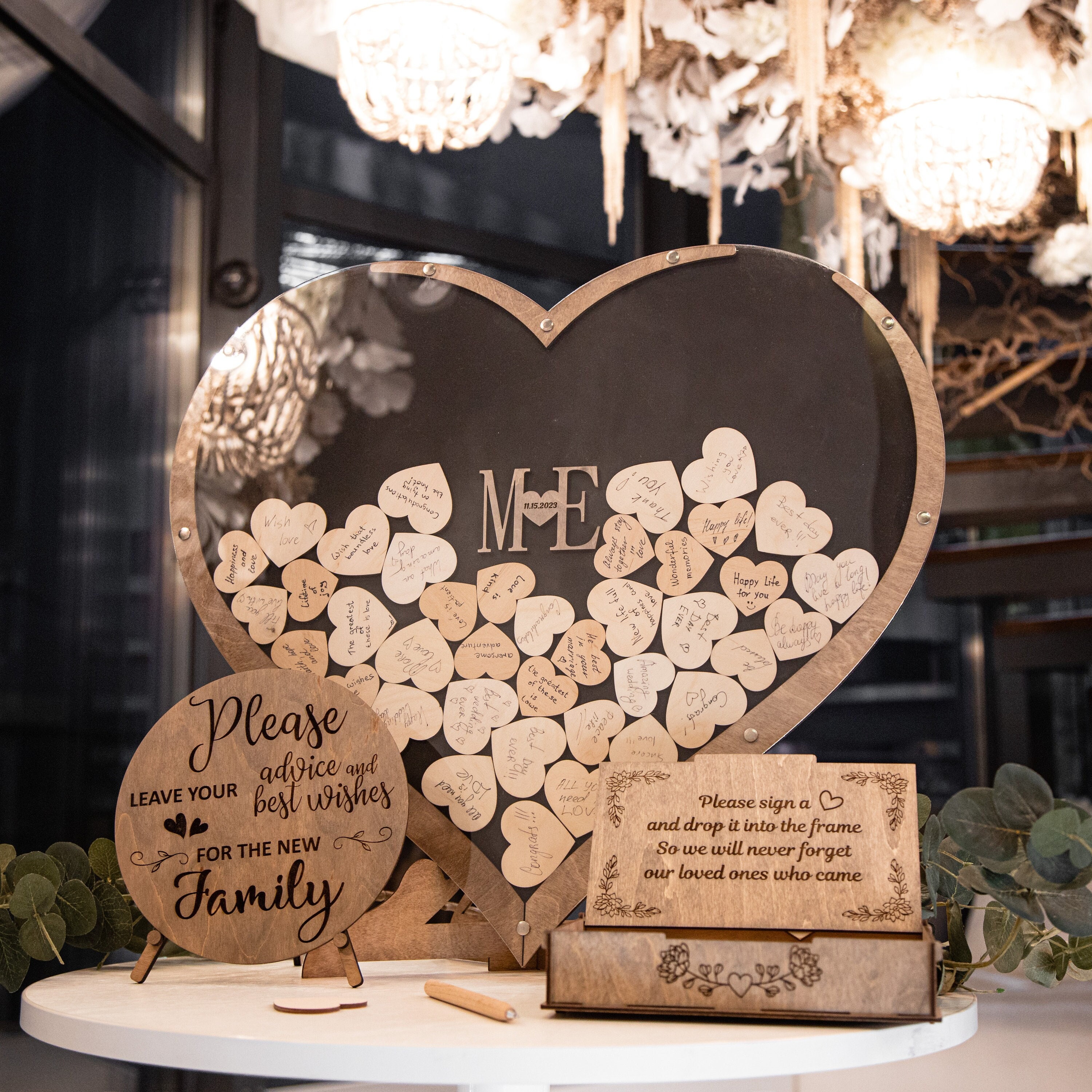 Wedding Guest Book, Guest Book Wedding Reception with Wooden Hearts Drop  Box, Wedding Guestbook Alternative, Wedding Guest Book Ideas, Rustic  Wedding Decor for Party, Wedding, Ceremony and Reception - Yahoo Shopping