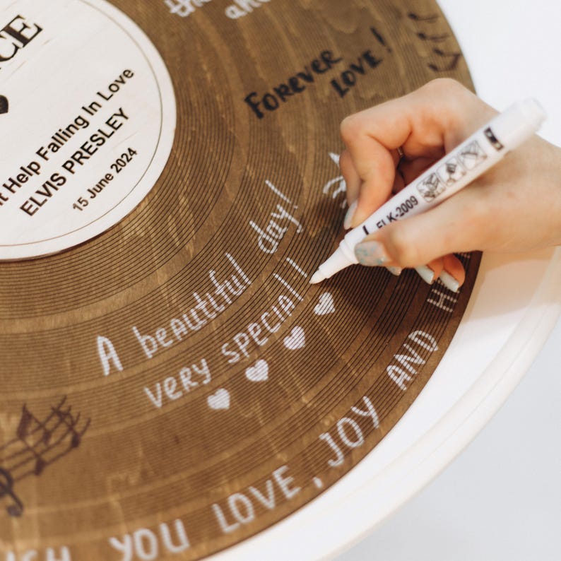 Custom Wedding Vinyl Record Guest Book, Audio Guestbook Alternative Sign for Birthday, Bridal Shower, Anniversary, Gift for Music Lover image 3