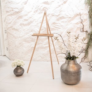 Beige small and large floor portable easel that folds. Easel for wedding signs and for any decor in rustic style. Easel as a gift for an artist from WeddingByEli.