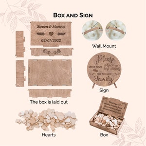 Hearts Wedding Guest Book Alternative Wooden Drop Box Boho image 8
