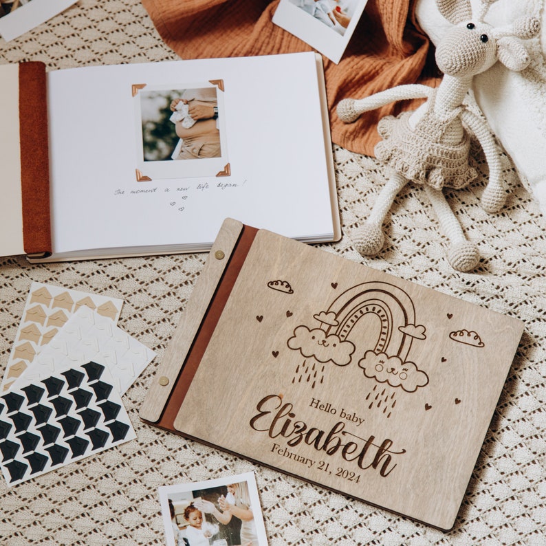 Polaroid Guest Book for New Moms, Instax Memory Book, Personalized Infant Name Photo Album, Child Journal, Gender Reveal Gift