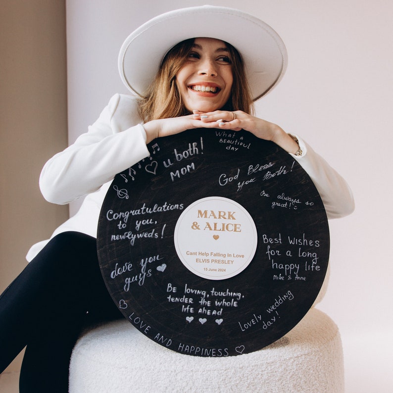 Custom Wedding Vinyl Record Guest Book, Audio Guestbook Alternative Sign for Birthday, Bridal Shower, Anniversary, Gift for Music Lover