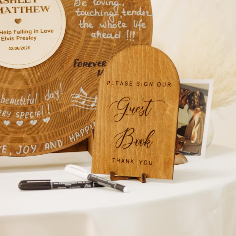 Custom Wedding Vinyl Record Guest Book, Audio Guestbook Alternative Sign for Birthday, Bridal Shower, Anniversary, Gift for Music Lover image 8