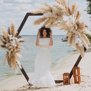 Arco de boda moderno en la playa, decoración de boda al aire libre, marco floral para boda, decoración de ceremonia ecológica, cenador de boda portátil personalizado