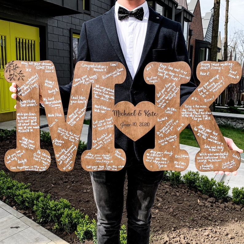 Wedding Guest Book Alternative in the Form of the First Letters of Names of the Couple 