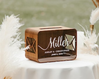 Personalized Wedding Card Box, Wooden Keepsake Box, Custom Engraved