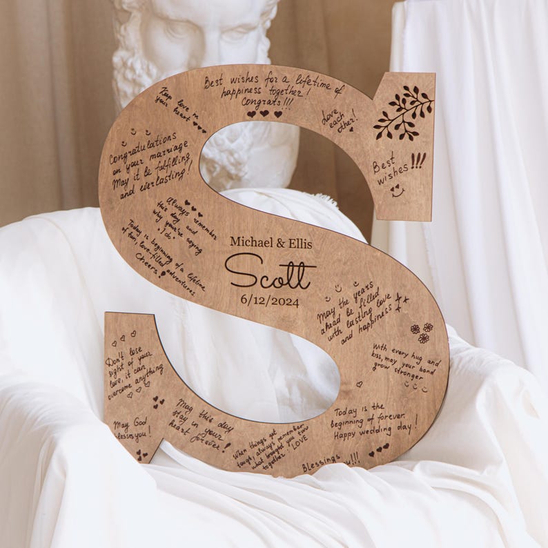 Personalized Wood Letter Guest Book, Rustic Wedding Decor image 2