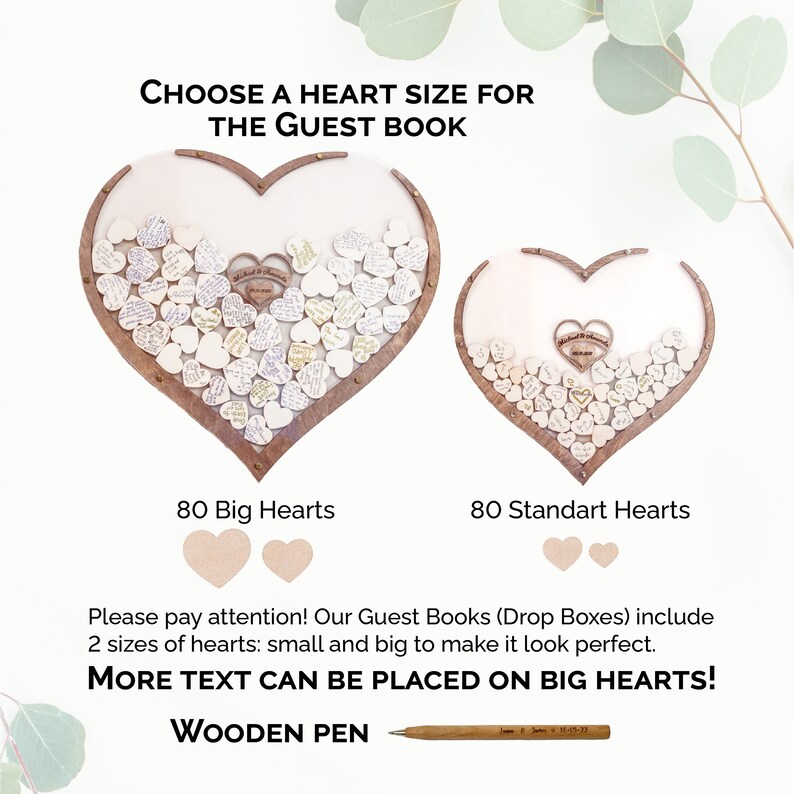 Hearts Wedding Guest Book Alternative Custom Drop Box Unique Etsy