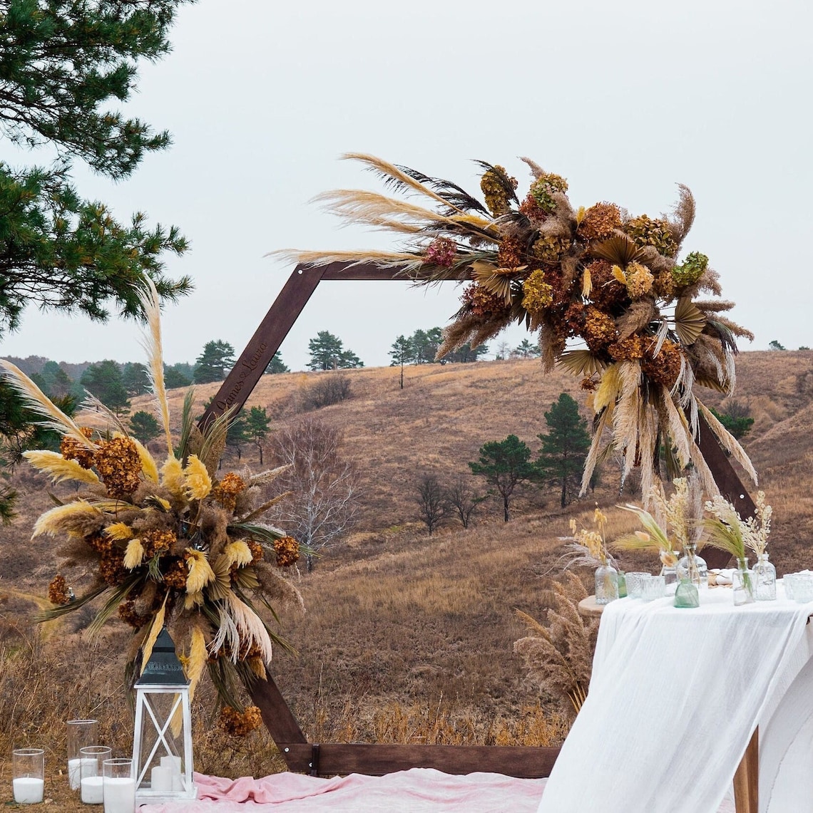 Boho Wedding Arch Hexagon from Eli Rustic Wedding Arch image 1