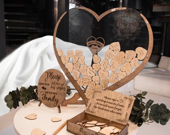 Wooden Ceremony Decor, Heart Guest Book Alternative, Drop Box Decorations, Baby Shower Gift, Guest Book Sign
