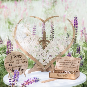 Personalized Alternative Wedding Guest Book Hearts, Sign our Guest Book Sign, Rustic Wedding Decor, Wedding Guest Book Alternative Wood