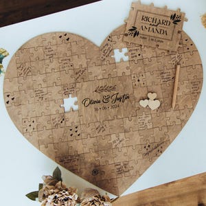 Gästebuch Hochzeit Einzigartige Ideen, Puzzle Herzform Holzdekor für Gastwünsche, Hochzeitsfeierspiel Geburtstag von Hochzeit von Eli