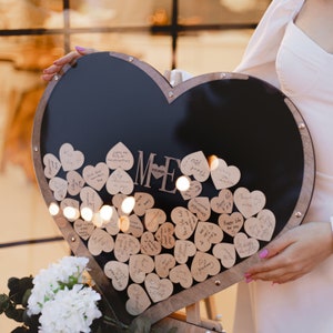 Alternative Wedding Guest Book Sign, Hearts Circle Frame Drop Box 60 80 ...