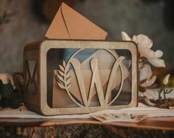 Boîte de cartes de mariage Boho unique avec fente, boîte d’enveloppe en bois, décorations de fête de enterrement de vie de jeune fille, cadeaux de mariage personnalisés, boîte à souvenirs