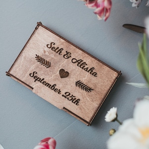 Hearts Wedding Guest Book Alternative Wooden Drop Box Boho Rustic Fall Winter Spring Summer Wedding Table Decor Personalized Wedding Gift image 10