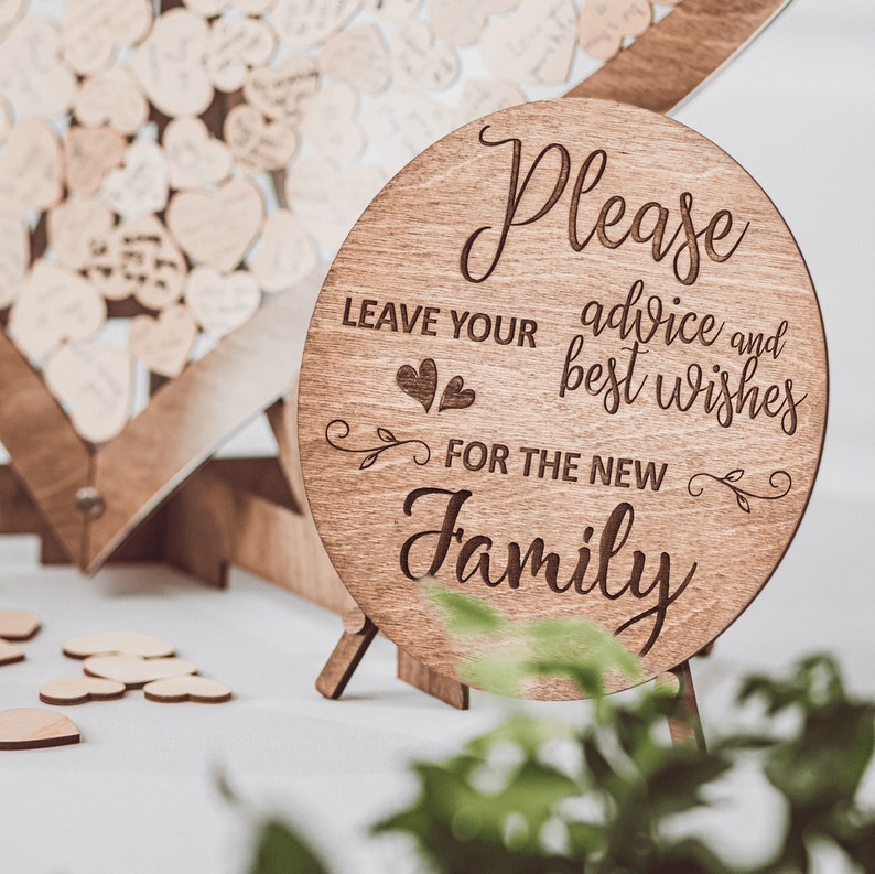 Hearts Wedding Guest Book Alternative Wooden Drop Box Boho Rustic Fall Winter Spring Summer Wedding Table Decor Personalized Wedding Gift image 8