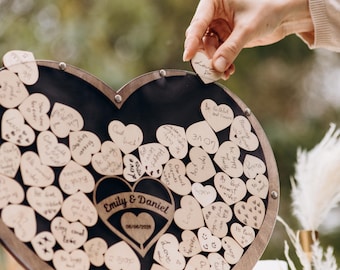 Rustic Wedding Guest Book Alternative Heart Drop Box Guestbook, Personalized Wedding Decor, Wedding Wishes Keepsake, Bridal Shower Gift