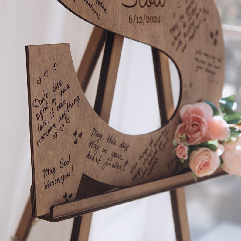 Personalized Wood Letter Guest Book, Rustic Wedding Decor image 7
