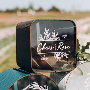 Boîte personnalisée pour cartes de mariage, Boîte enveloppe pour cadeaux et cartes, Boîte souvenir de mariage, Enseigne pour boîte en bois à mémoire de forme