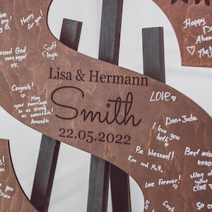 Libro de visitas rústico de madera con letras, decoración de pared para bodas