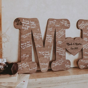 Wedding Guest Book Alternative in the Form of the First Letters of Names of the Couple, Fall, Winter, Summer, Boho Wedding Decor 2023 image 6