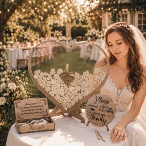 Rustic Heart Frame Wedding Guest Book Alternative, Wooden Wishes