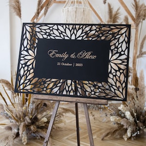 Boho Welcome Sign, Wedding Photo Easel, For Display, Personalized Wooden Gift, Fall, Winter, Spring, Summer, Natural, Canvas, Floor Easel