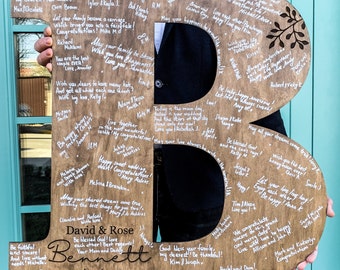 Personalized Wood Letter Guest Book, Rustic Wedding Decor