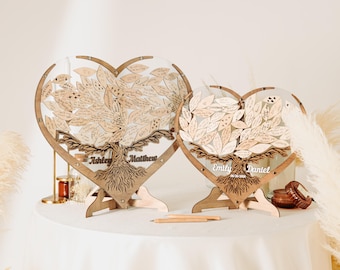 Rustic Heart Wedding Guest Book Alternative, Wooden Family Tree