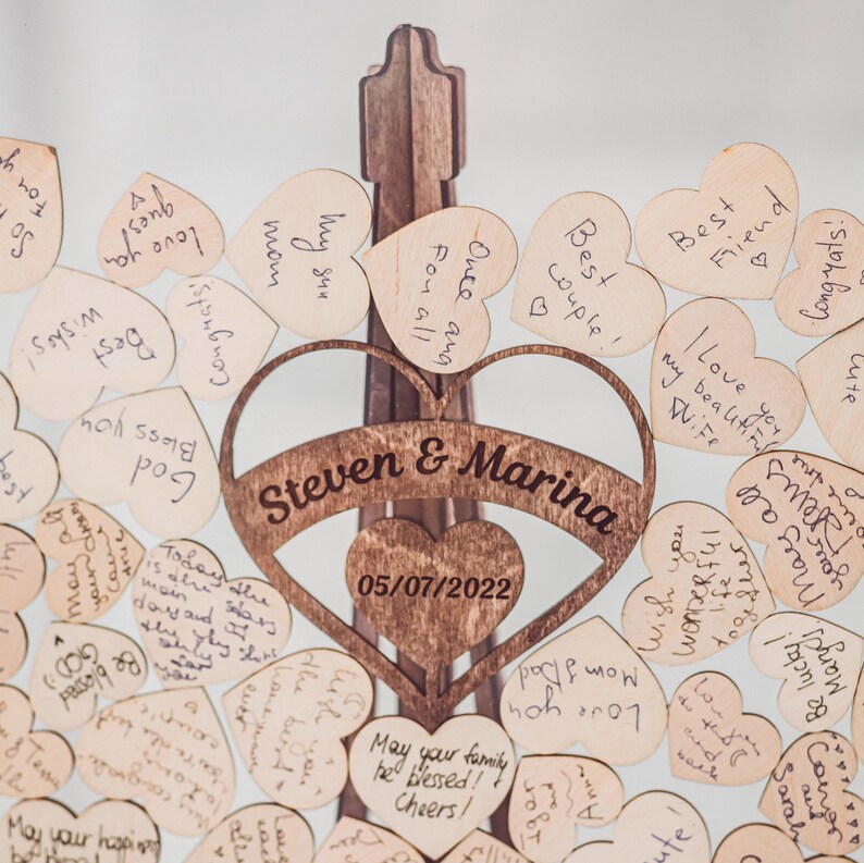 Custom Made Alternative Rustic Wood Wedding Guest Book Heart Etsy