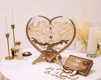 Personalized Wedding Tree Guest Book: Rustic Wooden Anniversary Sign
